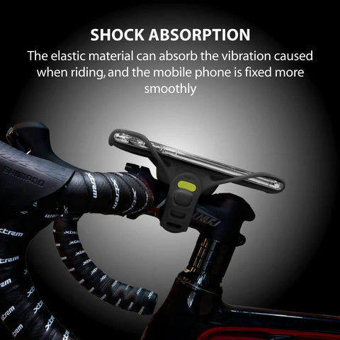 Third Gen Bike Phone Mount For Stem With Shock Absorbing Silicone Holder And Scratch Free Grip, mounted on bicycle