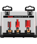 Six Piece Straight Router Bit Set With Half Inch Shank And Bits From Quarter Inch To One Inch In One Eighth Inch Increments, Handy Wooden Storage Box, Cuts Plywoods Hardwoods Softwoods And All Materials, Perma Shield Coating For DIYers in packaging
