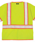 Back view of Mens Built Tough High Visibility Mesh Vest With Six Cargo Pockets And Secure Zipper Ansi Class Three in loud lime.