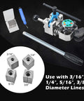 Pro Grade Brake Line Flaring Tool Kit with 37 and 45 degree flare sets for 3/16, 1/4, 5/16, 3/8 inch tubing, bubble and double flare options