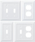 Beadboard 3-Pack White 1-Gang Outlet Covers For Duplex Switch Plates With Screws Included No Fuss Install Easy Upgrade Pure White Natural Fiber Composite Decorative Wall Plate For A Quick Home Makeover
