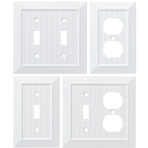 Beadboard 3-Pack White 1-Gang Outlet Covers For Duplex Switch Plates With Screws Included No Fuss Install Easy Upgrade Pure White Natural Fiber Composite Decorative Wall Plate For A Quick Home Makeover