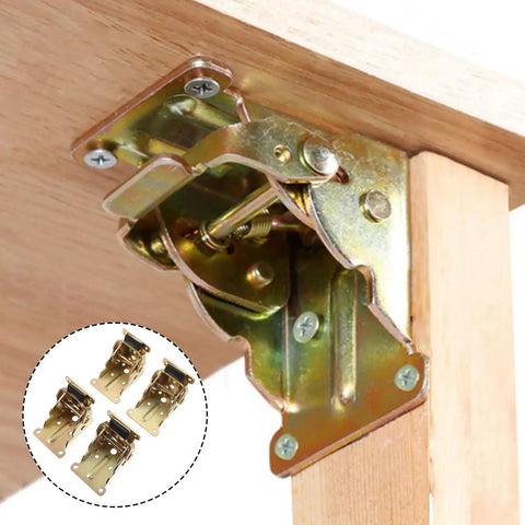 4 Pack Folding Bed Leg Brackets With Spring Lock Self Locking Hinges For DIY Beds And Folding Workbenches Heavy Duty SPCC Metal