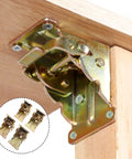 4 Pack Foldable Self Lock Hinges For Doors And Tables Heavy Duty SPCC Metal Hinges snapped open on wooden table corner
