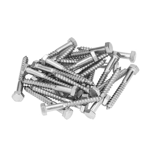 Heavy Duty M8x70mm Wood Hex Lag Screws Self Tapping For Carpentry No Pre Drill Needed In 304 Stainless Steel With Half Thread Design.