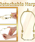 Rock Solid 2 Pack Short Lamp Harp 6 Inch Antique Gold Shade Bracket shown being held for quick lamp shade installation.