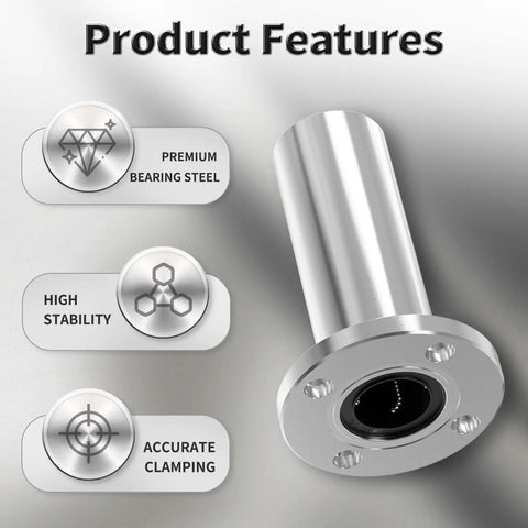 Two Pack LMF10LUU Round Flange Linear Ball Bearings Built Tough For Smooth Operator Glide On Ten Millimeter Shafts With Heavy Duty Reliability And Zero Hassle Setup Premium Grade Steel, featuring premium bearing steel and accurate clamping.