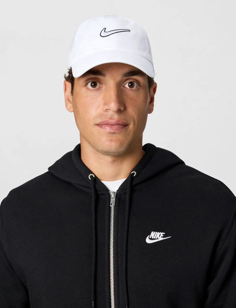 Unstructured Swoosh Cap White On White Casual Baseball Hat Small Medium Fit Lightweight Everyday Headwear Streetwear for Men