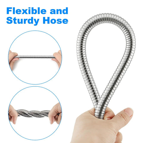 Close-up of Extra Long 79 Inch Stainless Steel Shower Hose With Anti Kink Flex demonstrating flexibility and durability.