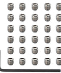 30 pieces of 10-32 x 3/16 Inch Socket Set Screws Allen Head Stainless Steel Cup Point showing with Hex Key Wrench
