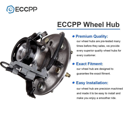 Pair Front Wheel Hub Bearing Assembly With ABS For 2004 2008 Chevy Colorado GMC Canyon Isuzu I 280 I 290 RWD Six Lug OE Style Replacement Fits Front Axle close-up view