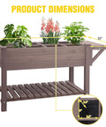Big Ol Raised Garden Bed On Wheels With Grow Grid And Storage Shelf, Outdoor Elevated Planter For Vegetables And Herbs, 52.7 Inch Long, 22 Inch Wide, 30 Inch High, 200 Pound Capacity, Easy Roll Mobility side view with measurements