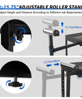 0-15.75" Adjustable Roller Stand for Straight Up Workhorse 550 Lb Power Tool Table with height adjustment features.