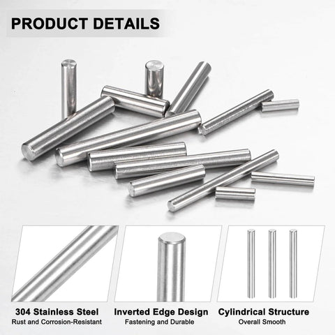 20 Pack 3 x 28 mm Dowel Pins, 316 Stainless Steel Shelf Support Pins For Metal Machinery And Wood Projects, Cylindrical Fasteners