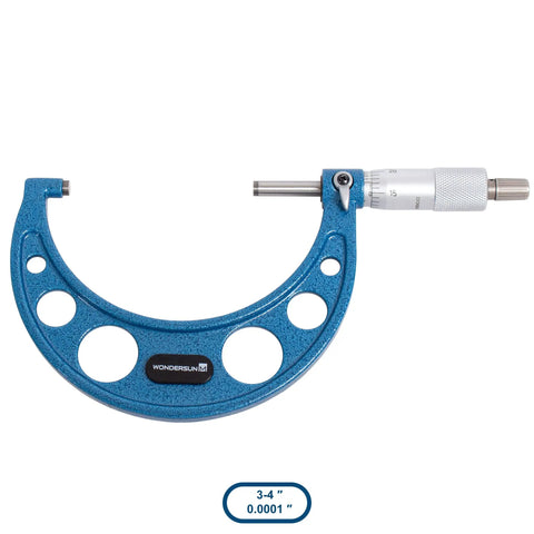 Outside Micrometer Set For Precision Machining And Metalworking, 3 To 4 Inch Range, 0.0001 Inch Graduation, High Quality Engineering Tool Kit