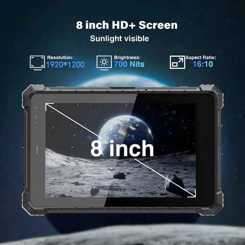 Tough As Nails 8 Inch Rugged Tablet Running Windows 11 Pro With Built In Gps Navigation Heavy Duty Construction, showing 8 inch HD+ screen.