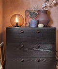 Dark dresser with Oil Rubbed Bronze Cabinet Knob Set 5 Pack 1-3/8 Inch Round Knobs For Kitchen Cabinets Wardrobe Dressers Drawers