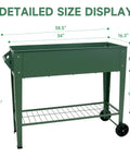Raised Garden Bed With Legs And Wheels Removable For Outdoor Use 31.6 By 14.6 Inch Metal Planter Box With Size Display