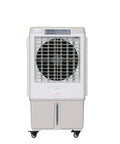 Heavy Duty Portable Evaporative Swamp Cooler With 3000 CFM Blower And Ten Gallon Ice Ready Tank viewed from front with wheels