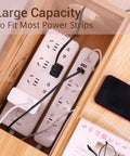 Extra Large Bamboo Cable Management Box With Lid For Cords And Power Strips Or Surge Protectors, Hide Messy Wires Behind TVs, Desks