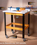 Rock Solid Heavy Duty Tool Stand Base With 400 Pound Load Capacity And Adjustable Height Leveling Feet For Router Tables And Miter Saws And Benchtop Gear In The Home Shop with router table and locking casters.