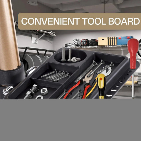 Ebike Repair Stand For Home Garage And Shop Use, tool board with assorted tools for easy setup and maintenance.