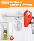 Portable Door Lock For Travel And Home Security Easy Install defender latch on inward door with red steel lock