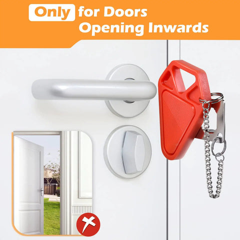 Portable Door Lock For Travel And Home Security Easy Install defender latch on inward door with red steel lock