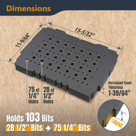 Must-Have Router Bit Storage And Drill Bit Organizer Tray For Festool Systainer SYS 1 And Tanos Systainer 3 M, 103 Bit Capacity