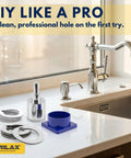 One And One Quarter Inch Diamond Hole Saw Kit with Water Guide for Ceramic Porcelain Glass Quartz Granite Countertops displayed on a kitchen counter