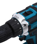 Tough As Nails Cordless Drill Set Featuring Dual Speed Control And Forward Reverse Switch powered by battery, showing torque setting dial.