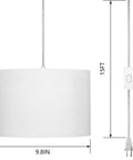 Plug And Play Pendant Light With Smart Color Changing Bulb And Wireless Remote Hanging Lamp For Farmhouse Decor Game Changer Lighting For Living Room And Bedroom Super Chill Setup, white linen shade, 9.8in diameter.