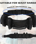 Black Gait Belt With Easy Grab Handles For No Fuss Transfers And Smooth Mobility Support, shown with size dimensions and quick-release buckle.