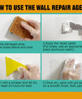 Step-by-step guide on using the Premium Drywall Repair Kit With Fast Drying Spackle Paste for wall repairs.