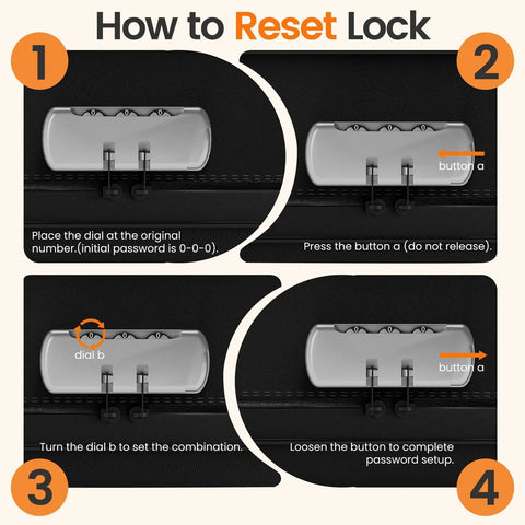 Instructions for resetting the lock on the Fireproof Document Box With Lock For Your Important Papers Passport Certificates And Laptop, Tough 5200F Fire Resistance Water Resistant Hard Case File Organizer UL-94 VTM-0 Certified Black.