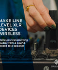 Person using Wireless XLR Transmitter And Receiver Kit For Dynamic And Condenser Microphones UHF Wireless System