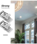 10 Pack Downlight Retaining Clips and Retrofit Light Securing Clamps for Recessed Fixtures shown with ceiling installation