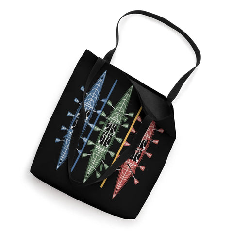 Black paddler tote bag with colorful dragon boat design, 16x16 in, water resistant, for dragonboating gear, ideal for race crews.