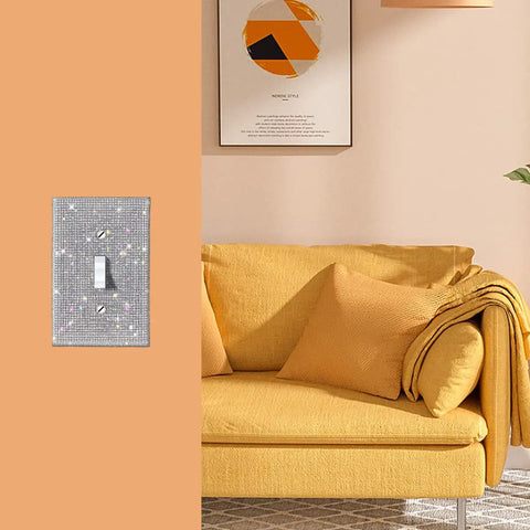 Bling Silver Rhinestone Light Switch Cover Plate With Sparkling Crystal Accent Shiny Wall Plate Cover For Living Room Bedroom Decor Easy Install Premium Plastic Single Pack