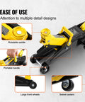 Low Profile 2 Ton Floor Jack For Cars Heavy Duty Iron Hydraulic Car Jack With Quick Lift Pump 4.9 To 13.2 Inch Lift Range Single Piston Yellow Finish featuring rotatable saddle, portable handle, large front wheels, and swivel casters