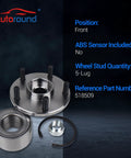 Front Wheel Bearing And Hub Assembly Set Of 2 For Toyota Camry 1992-2003 Sienna 1998-2003 Avalon 1995-2004 Solara 1999-2003 Lexus ES300 RX300 1999-2003 Five Lugs Non ABS Front Left And Front Right For Your Ride displayed with components including bearing and nuts.