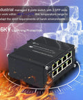 8-Port Managed Gigabit Ethernet Switch With Dual SFP Slots Web Management QoS VLAN IGMP DIN Rail Mount 12-48V DC Industrial Network Switch For Small Offices And Rugged Environments with fire and ice background