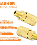 GASHER brass air tool fittings, 1/4-inch NPT male quick-connect couplers, two
