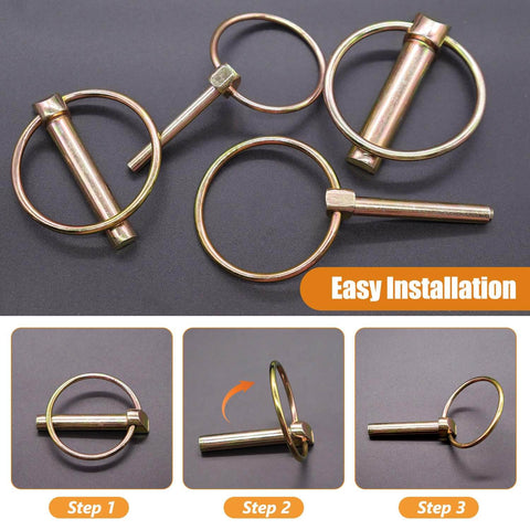 Beefy Heavy Duty Lynch Pin Assortment Kit With 12 Pieces In Four Sizes For Quick Release 3 Point Hitch Pins For Tractors Trailers