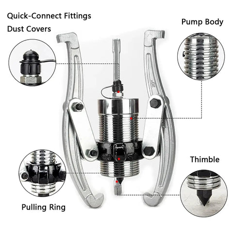 Heavy Duty Hydraulic Gear Puller Kit With 2 Or 3 Jaw Gear Separator Tool Hand Pump Long Oil Pipe focus on components