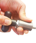 Heavy Duty Spring Loaded Pull Pin With Rock Solid Welded Steel Core Black T Handle Lever Knob being operated for quick release.