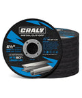 Heavy Duty 4-1/2 Inch Cut-Off Wheels For Smashing Through Steel And Stainless Metals Ultra Thin Cutting Discs stacked for angle grinders.