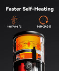 Close-up of the Ultra Portable Espresso Maker With Self Heating Tech On The Go showing heat indicators and self-heating technology.