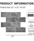 Product information for Dark Gray Peel And Stick Floor Tile Set With Faux Marble Look Subway Tiles for kitchen and RV walls