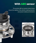 Rear Wheel Bearing Hub Assembly 512635 With ABS 5 Lugs Fits Hyundai Elantra 2017 2020 Hyundai Ioniq 2017 2022 Kia Niro 2017 2021 Drop In Replacement With OE Quality Durable Rear Position, featuring ABS sensor close-up.